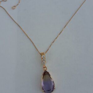 Ametrine with 18K Gold Chain Necklace New Without Tags